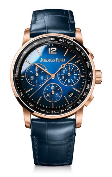 Replica Audemars Piguet CODE 11.59 Chronograph Selfwinding Pink Gold Blue 26393OR.OO.A028CR.01 watch